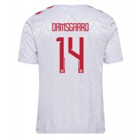 Maglia Calcio Danimarca Mikkel Damsgaard #14 Seconda Divisa Europei 2024 Manica Corta